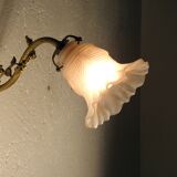 Brass and glass swan neck wall light
