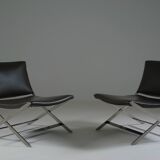 Pair of Flexform leather low chairs, Peter model, by Antonio Citterio