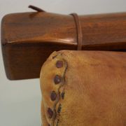 20th-century leather and Brazilian hardwood sofa, Brown