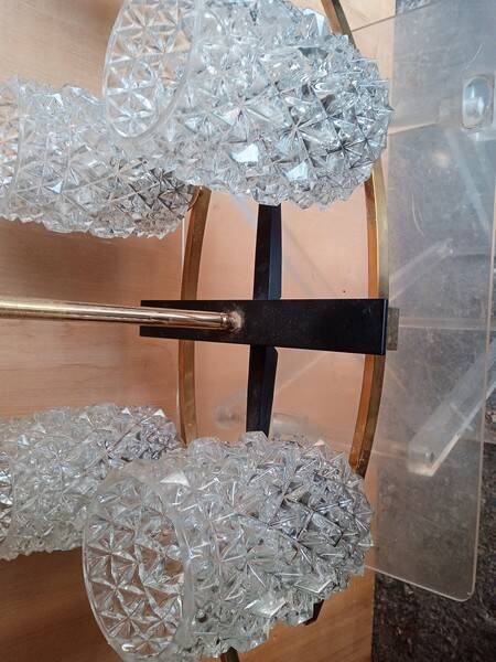 Lustre Arlus 6 feux en laiton doré, vers 1950