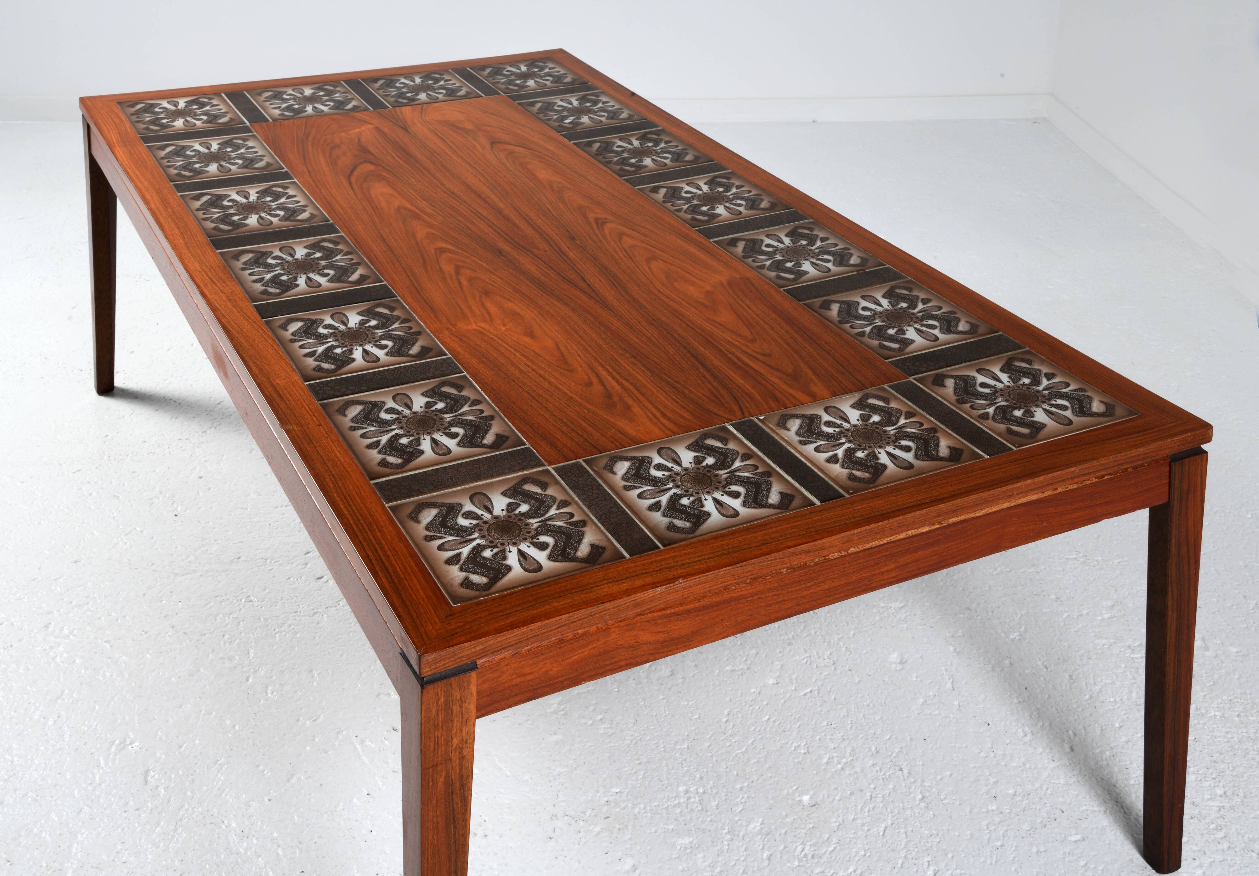 Scandinavian rosewood and ceramic coffee table
