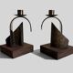 Pair of Brutalist Sculptural Candleholders by Arte Romera, Spain, 1980s