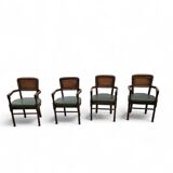 4 x RAC Royal English dining chairs / green leather cushions