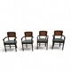 4 x RAC Royal English dining chairs / green leather cushions