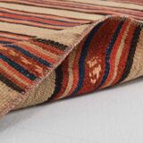 2x8 Red Striped Kilim Runner Rug, 75x254Cm