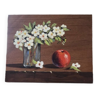Still life with apple from the 60s signed