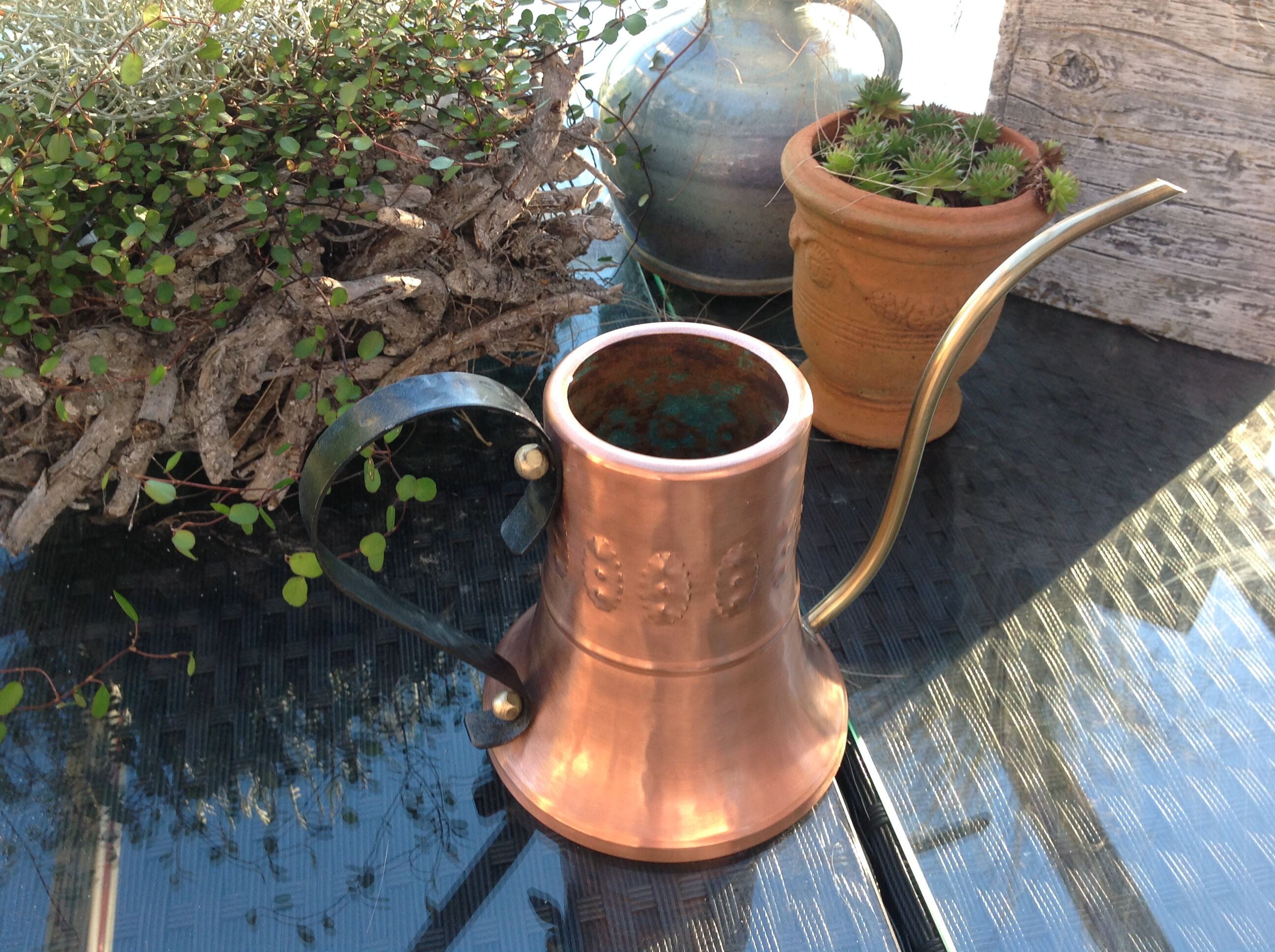 Brushed red copper watering can vintage 60s/70s
