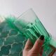 7 large vintage green water glasses