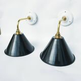 Antique enamelled sheet metal wall lights