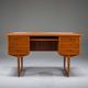 Mid-century Danish freestanding teak desk with raised lip edge, 1960s