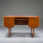 Mid-century Danish freestanding teak desk with raised lip edge, 1960s