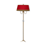 Vintage brass floor lamp in scale and opaline 1950