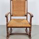 Modern Dutch Brutalist Armchair in Rush and Oak, 1950s