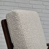 1960s, Danish armchair, refurbished, quality white/grey furniture fabric.