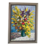 Peinture à l'huile - Bouquet de P. Monnet