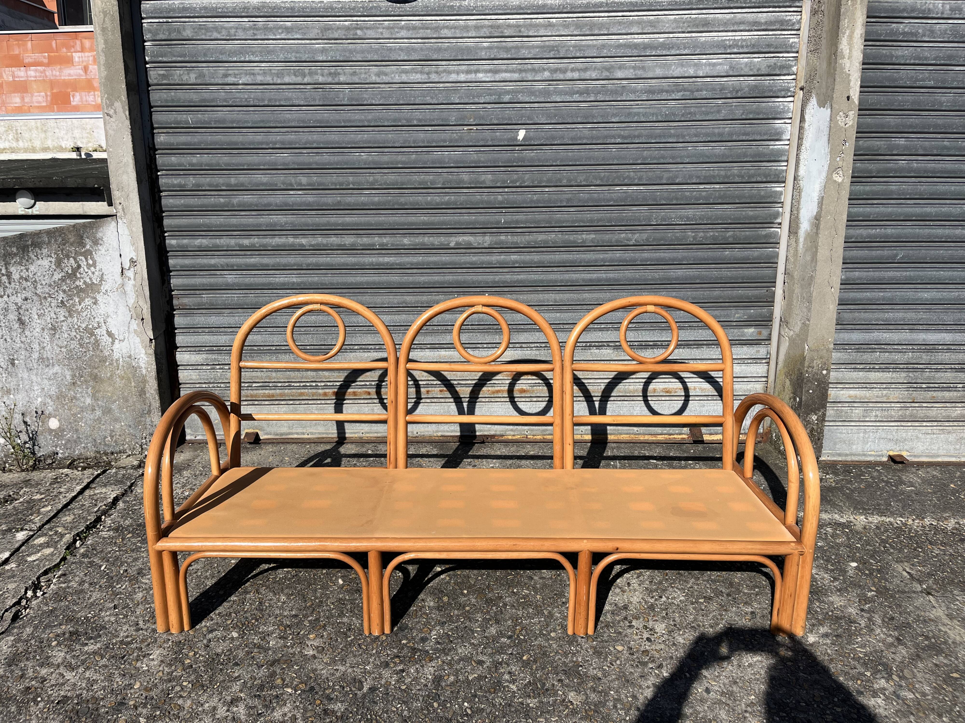 Vintage bamboo rattan sofa