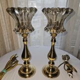 BHS brass lamp with crystal lampshade