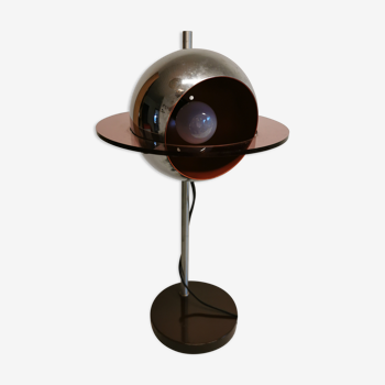 Lampe de table Space Age, en aluminium, métal et plexi plastique
