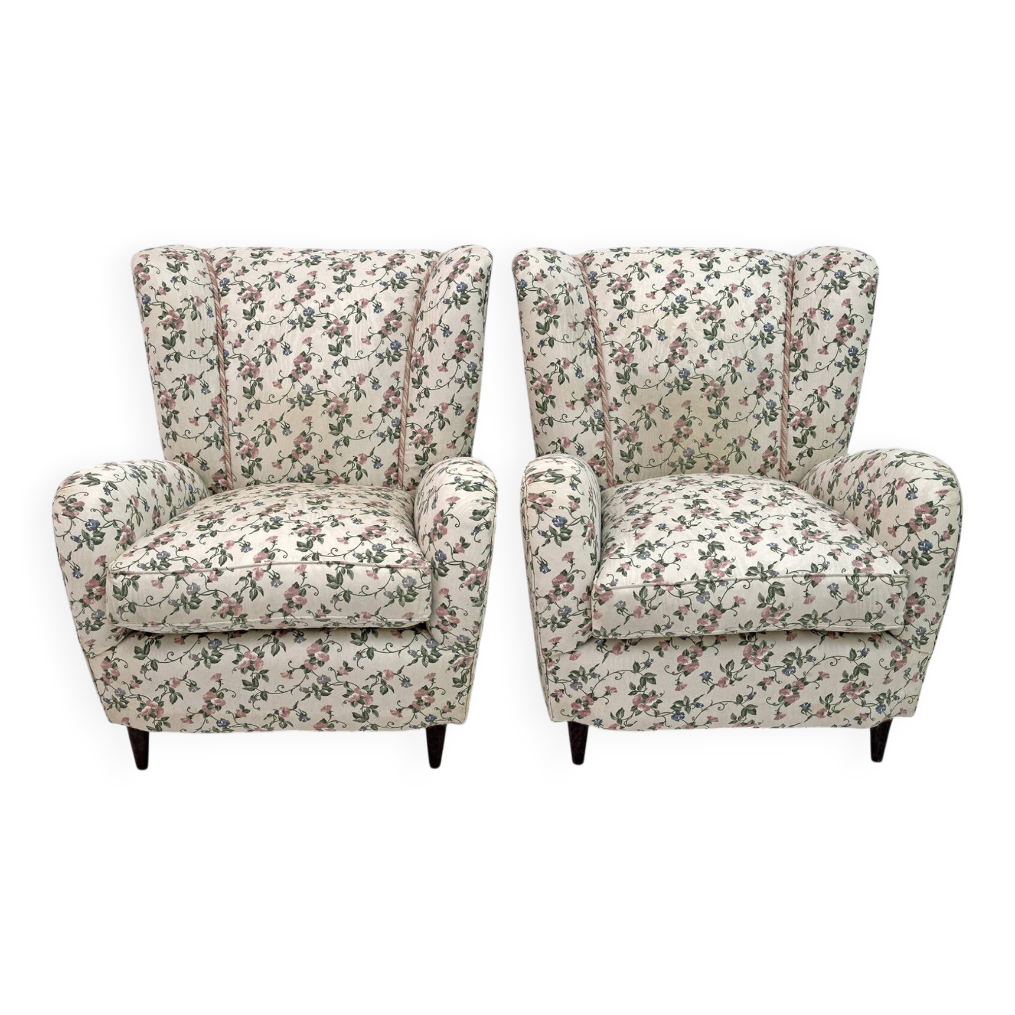Paire de fauteuils italiens modernes du milieu du siècle de Paolo Buffa, années 1950