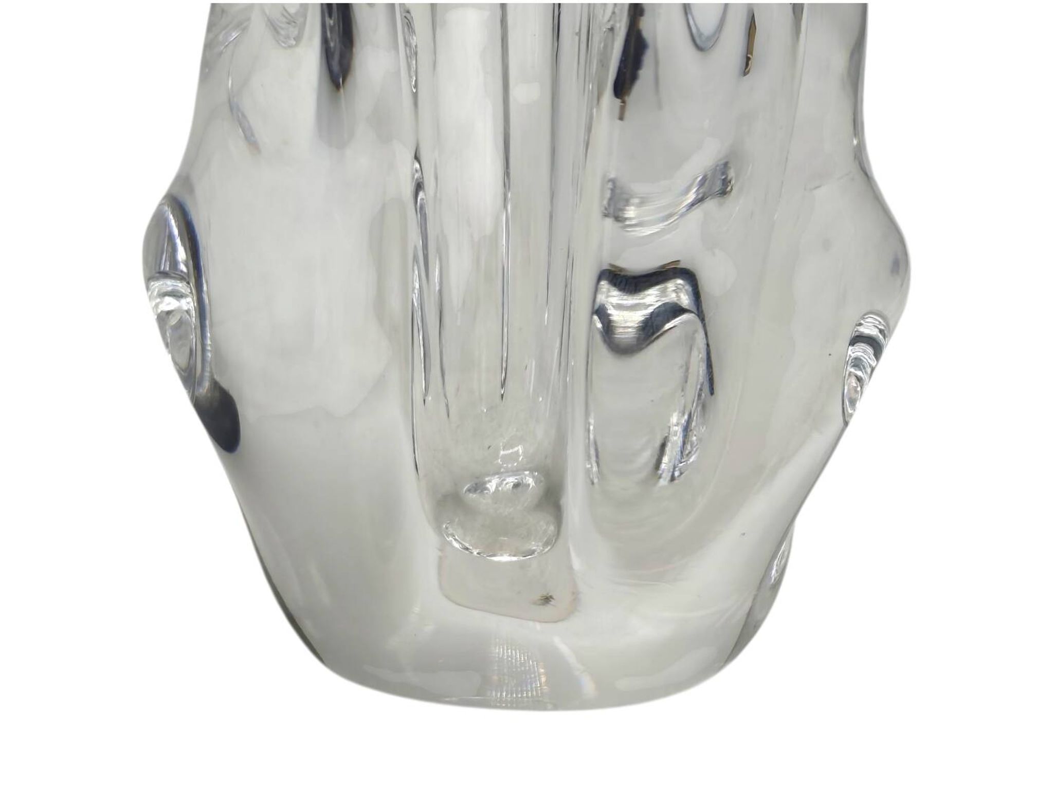 Vase en cristal de Sèvres des années 1950 - Design de forme libre soufflé à la main