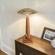 Modernist sculptural lamp wood/chrome/hammered brass - 1970s era