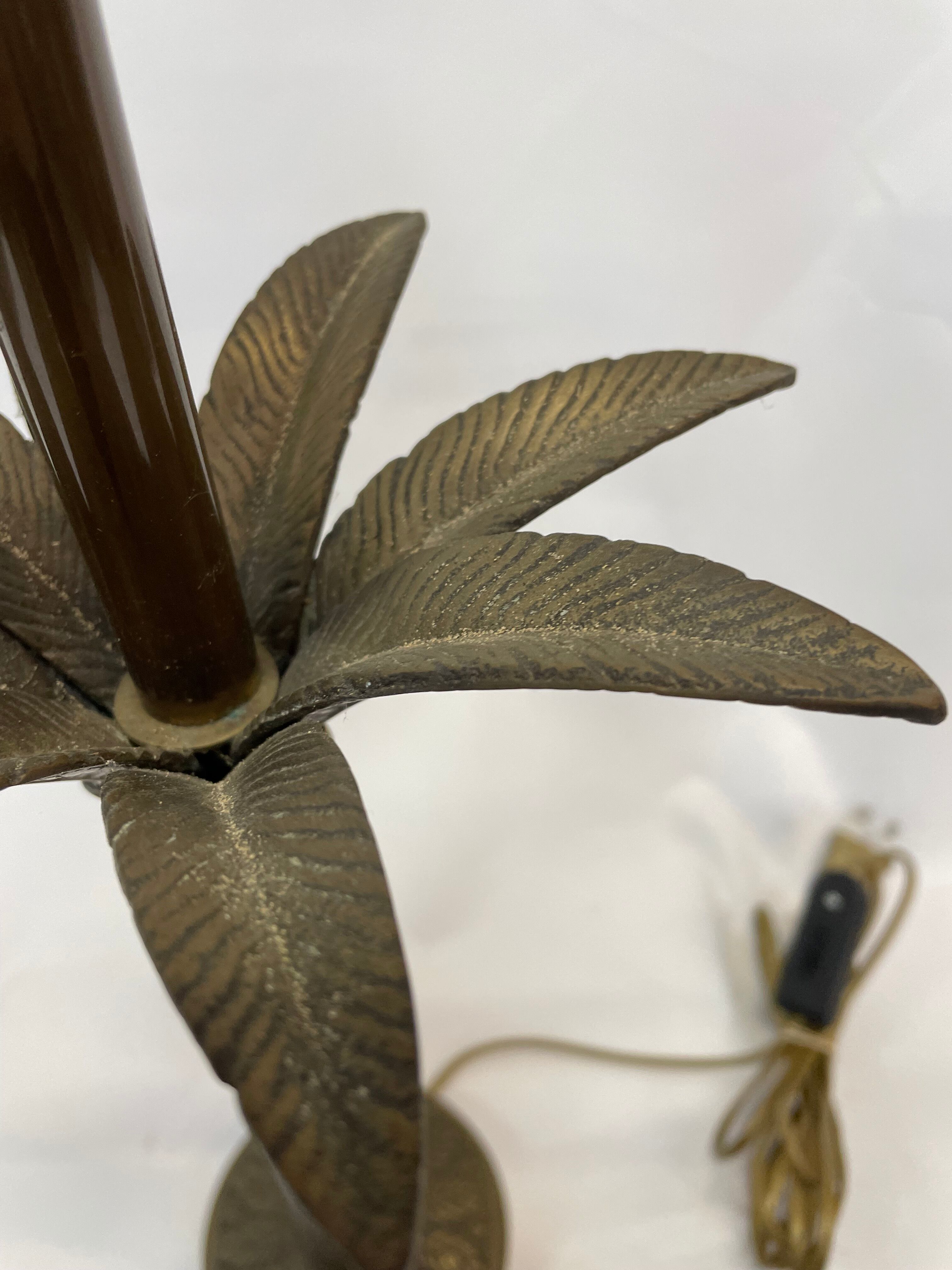 Vintage palm tree lamp base 1960s brass mid century