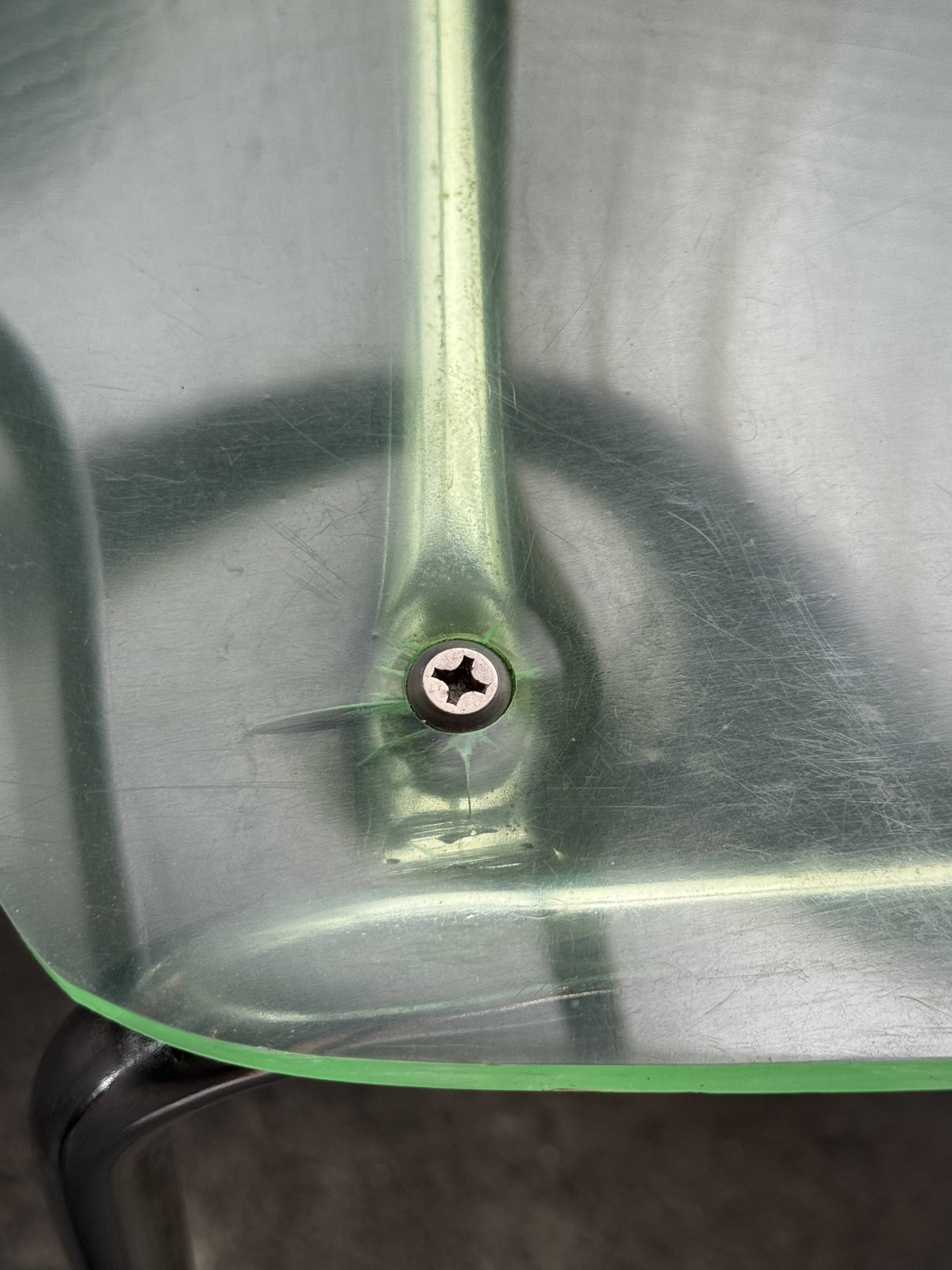 set of 4 designer chrome and plexiglass chairs, 80s