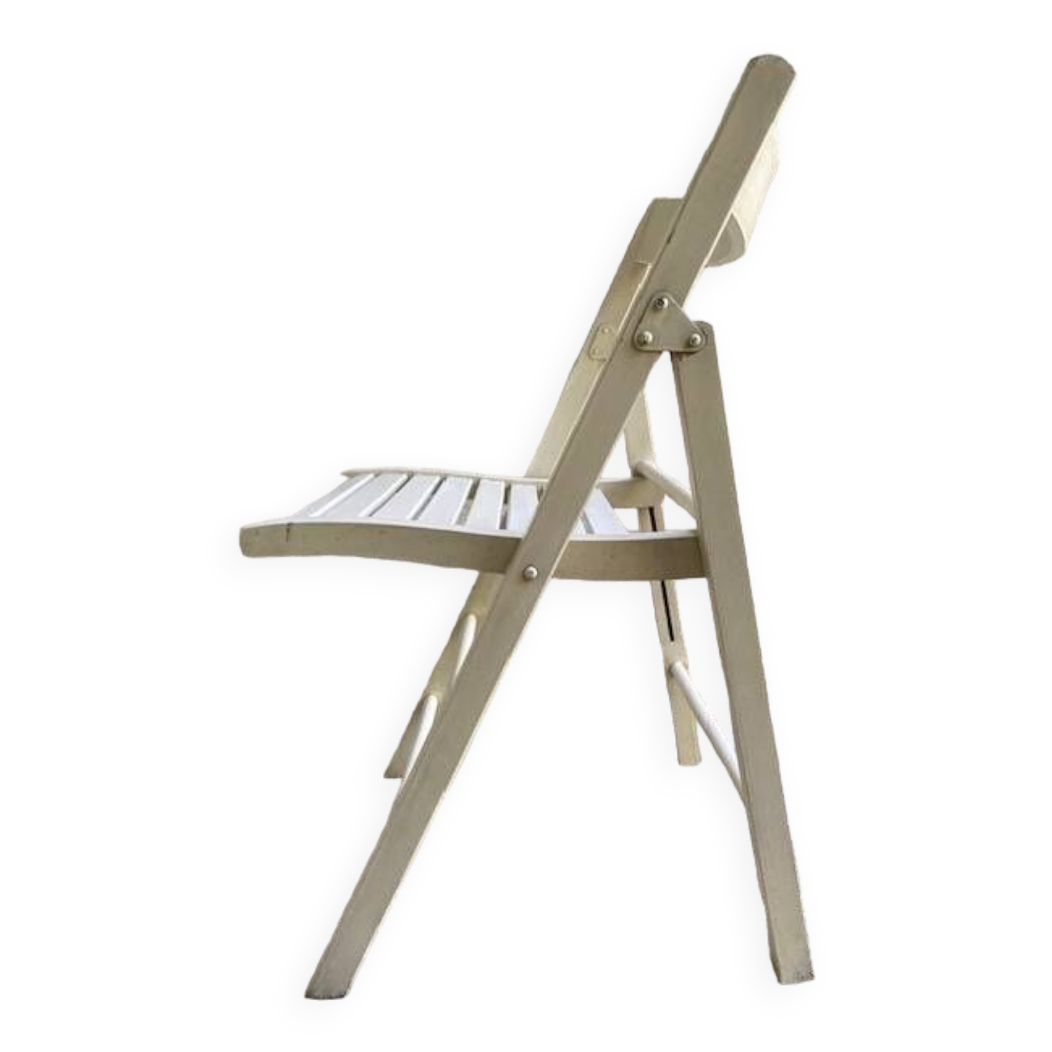 Extra folding chair / garden chair / vintage white lacquered solid wood office chair