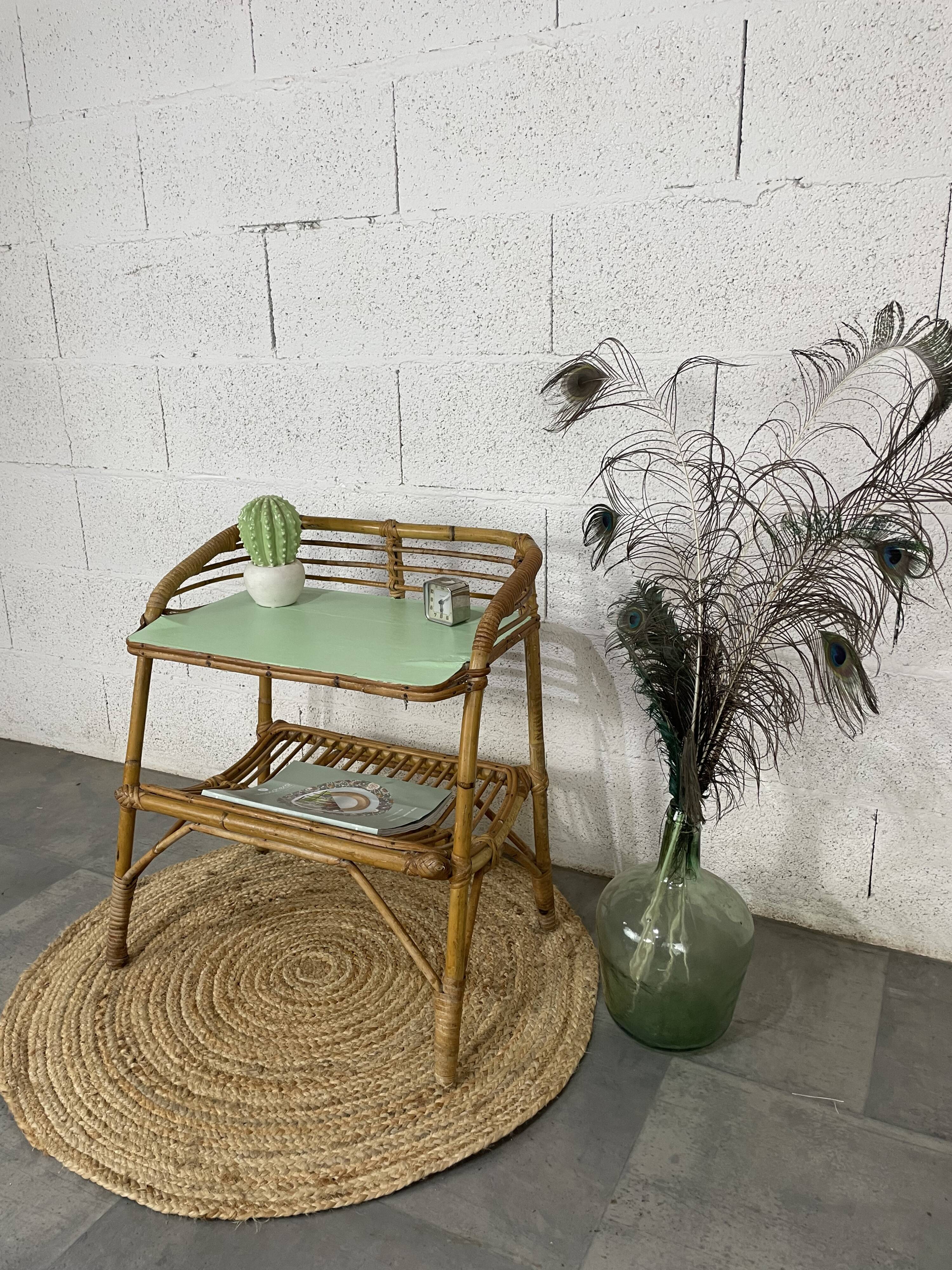 Vintage rattan bedside table