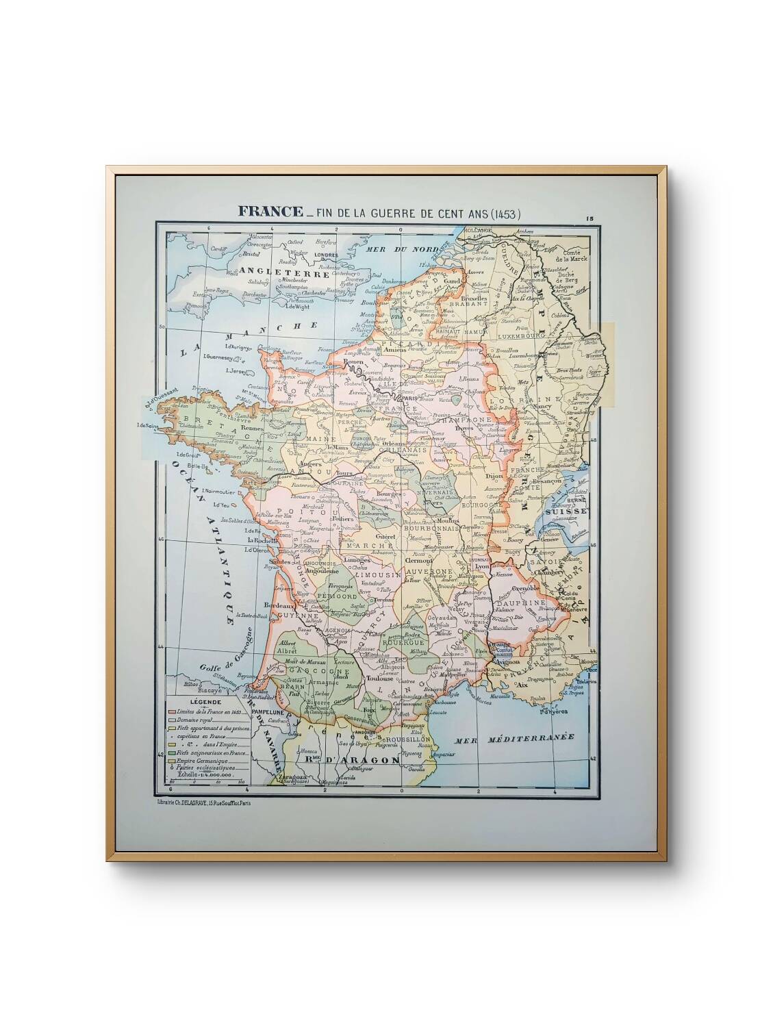 Printed in 1900, France in 1453. Original Authentic Vintage.