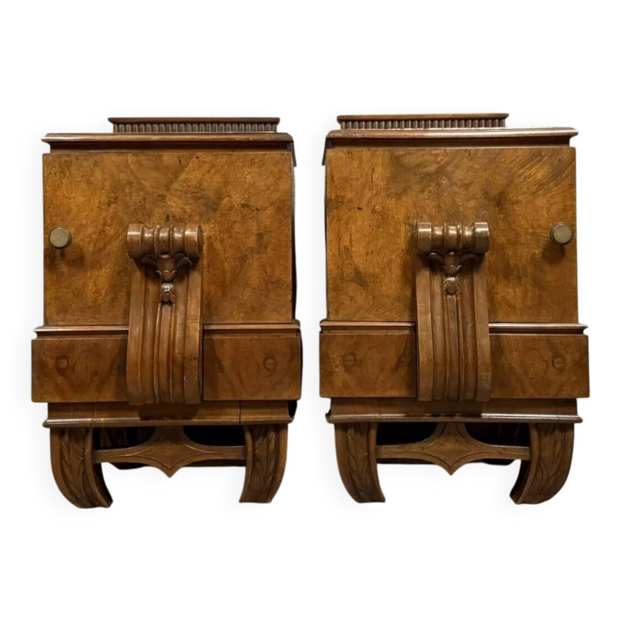 Pair of Art Deco period mahogany bedside tables circa 1930