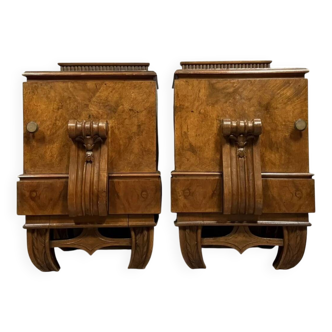 Pair of Art Deco period mahogany bedside tables circa 1930
