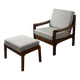 Danish teak armchair and ottoman, 1960s