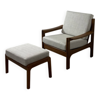Fauteuil et ottoman danois en teck, années 1960
