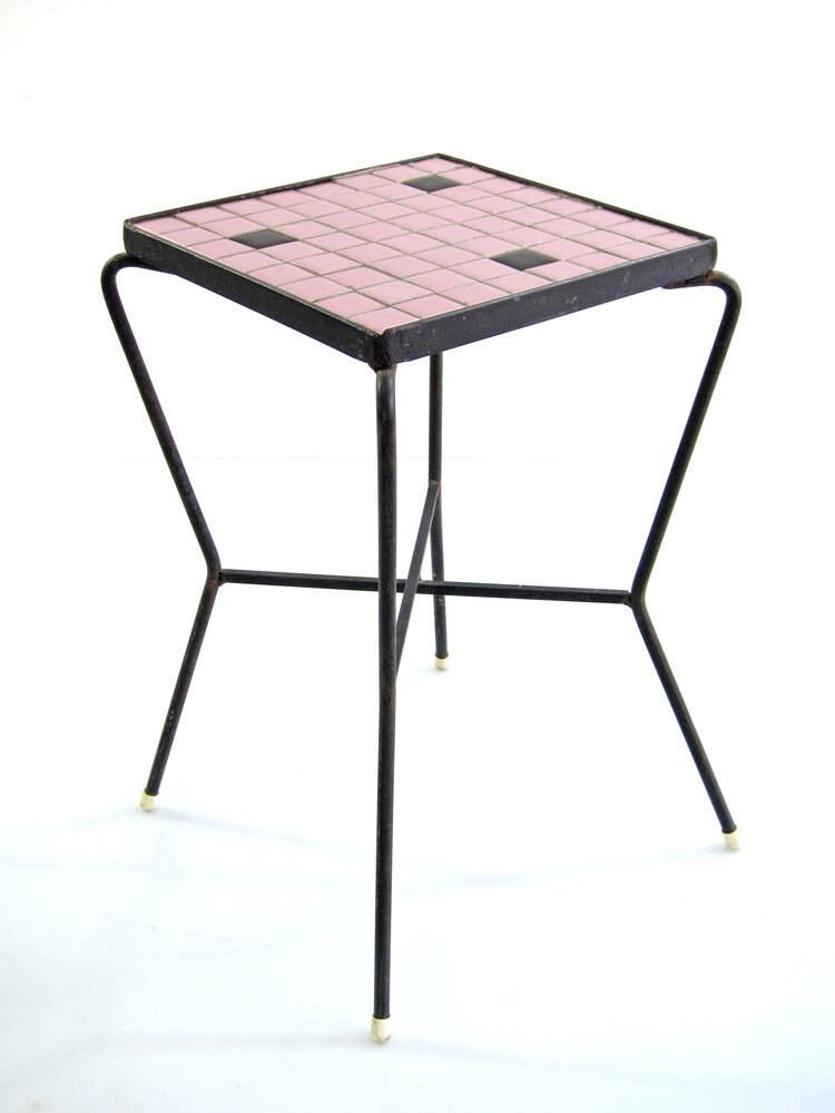 Pink vintage design 1950s Mosaic Side Table