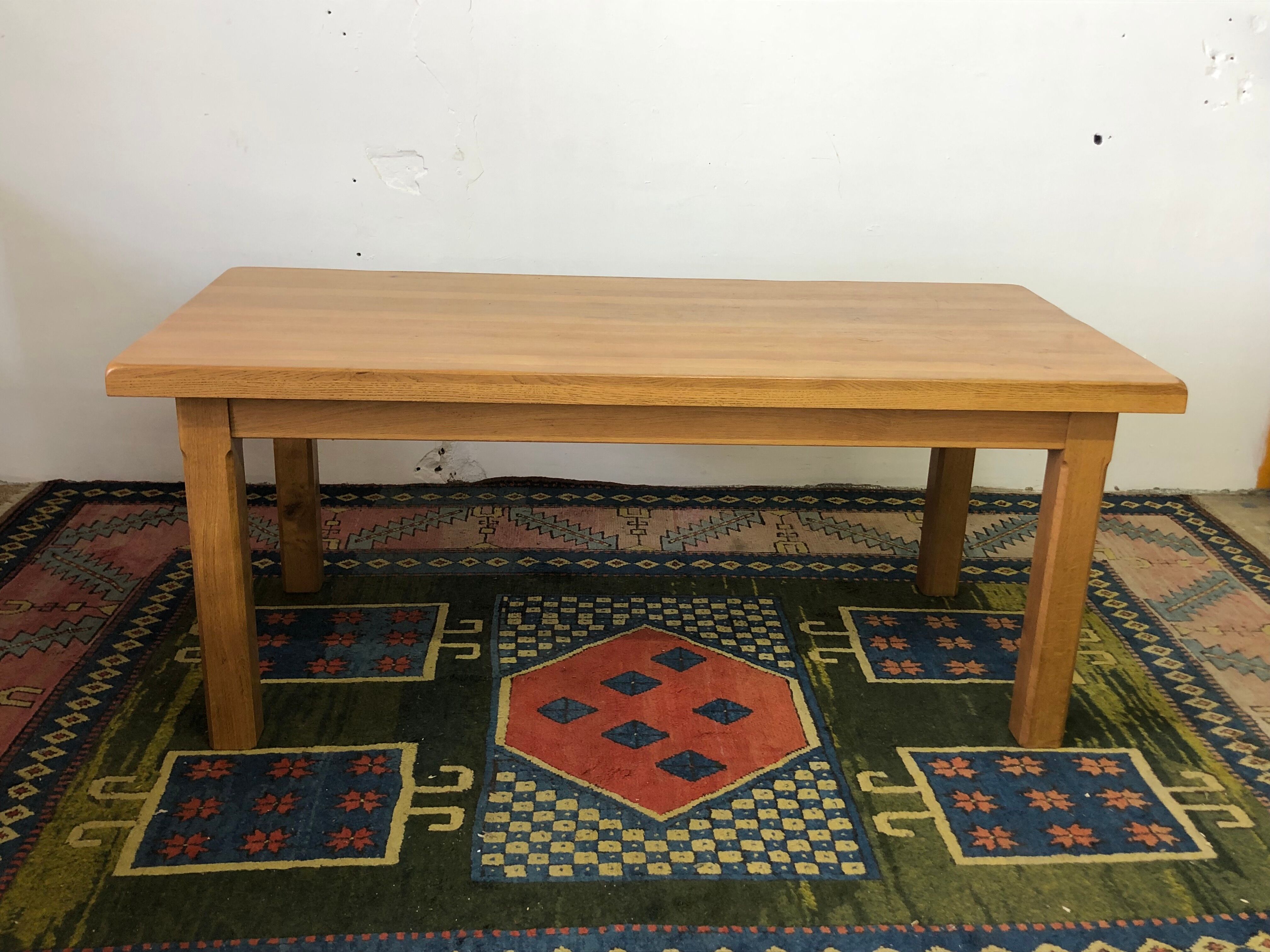 Solid oak table with extension cords