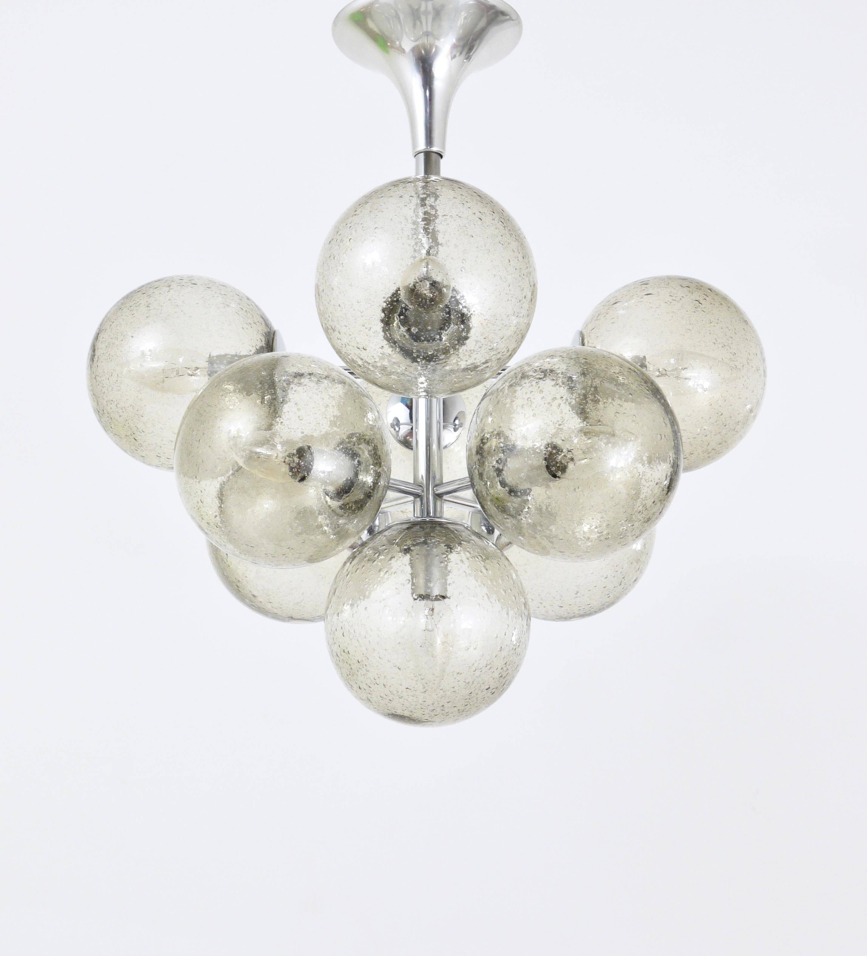 E. R. Nele Temde lustrous atomic chrome Sputnik Space Age pendant lamp tulip