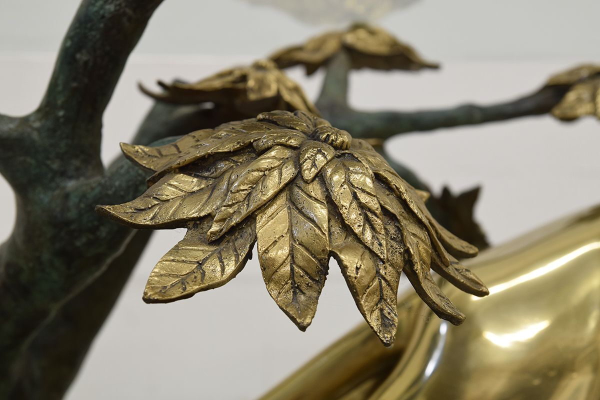 Panther table in bronze, brass and marble 1970