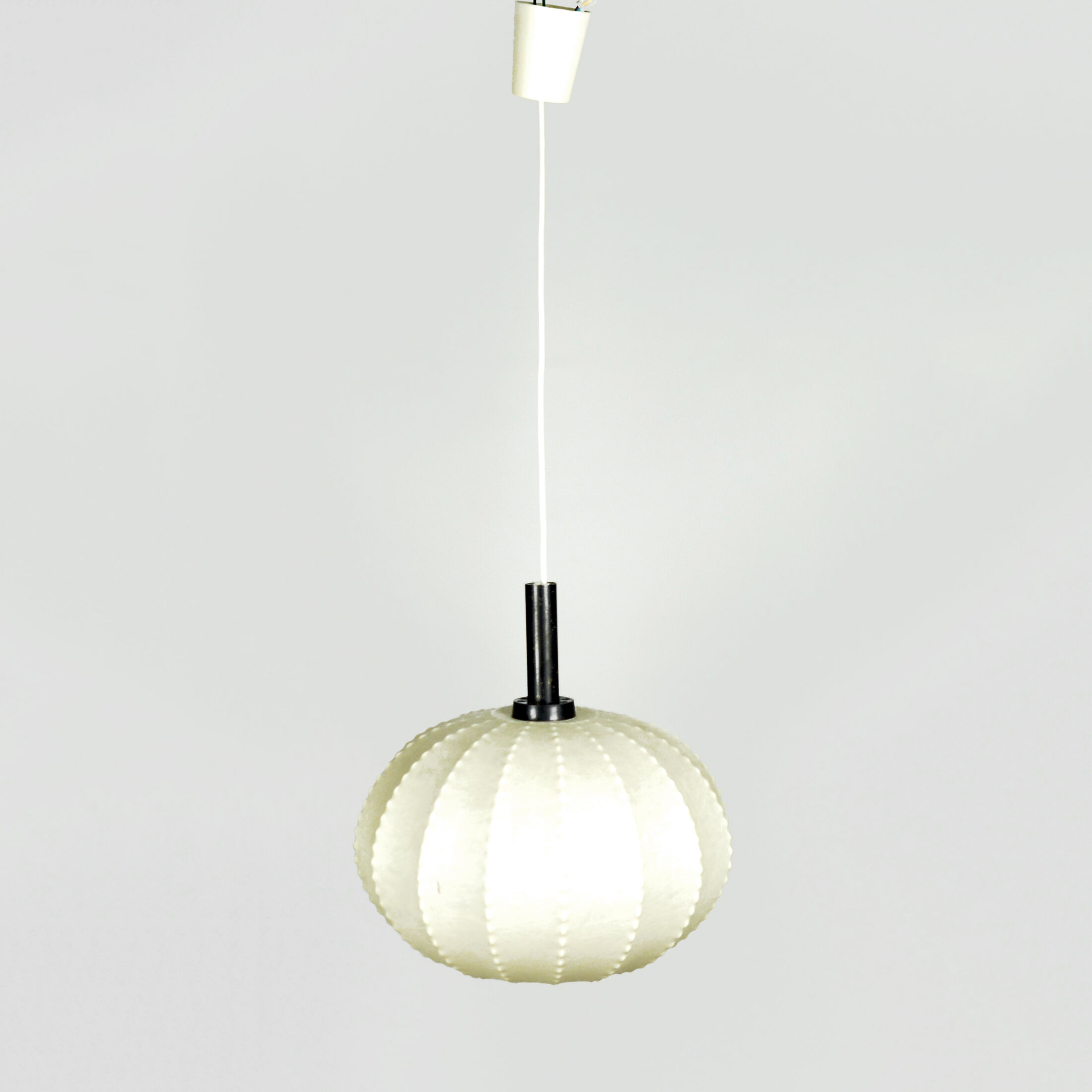 Ball Shaped Beige Pendant Lamp, Sweden - 1950s