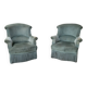 Paire de fauteuils crapaud velours bleu
