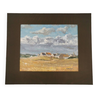 Oil painting Tronoën Penmarc'h Brittany signed Michel Margueray 1982