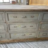 XXL walnut trade counter with multiple drawers