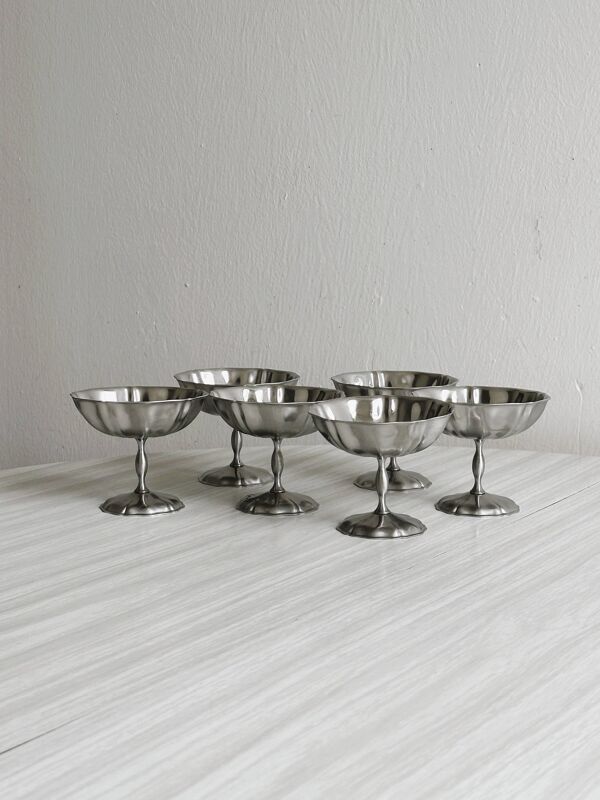 Lot de 6 coupelles vintage en inox