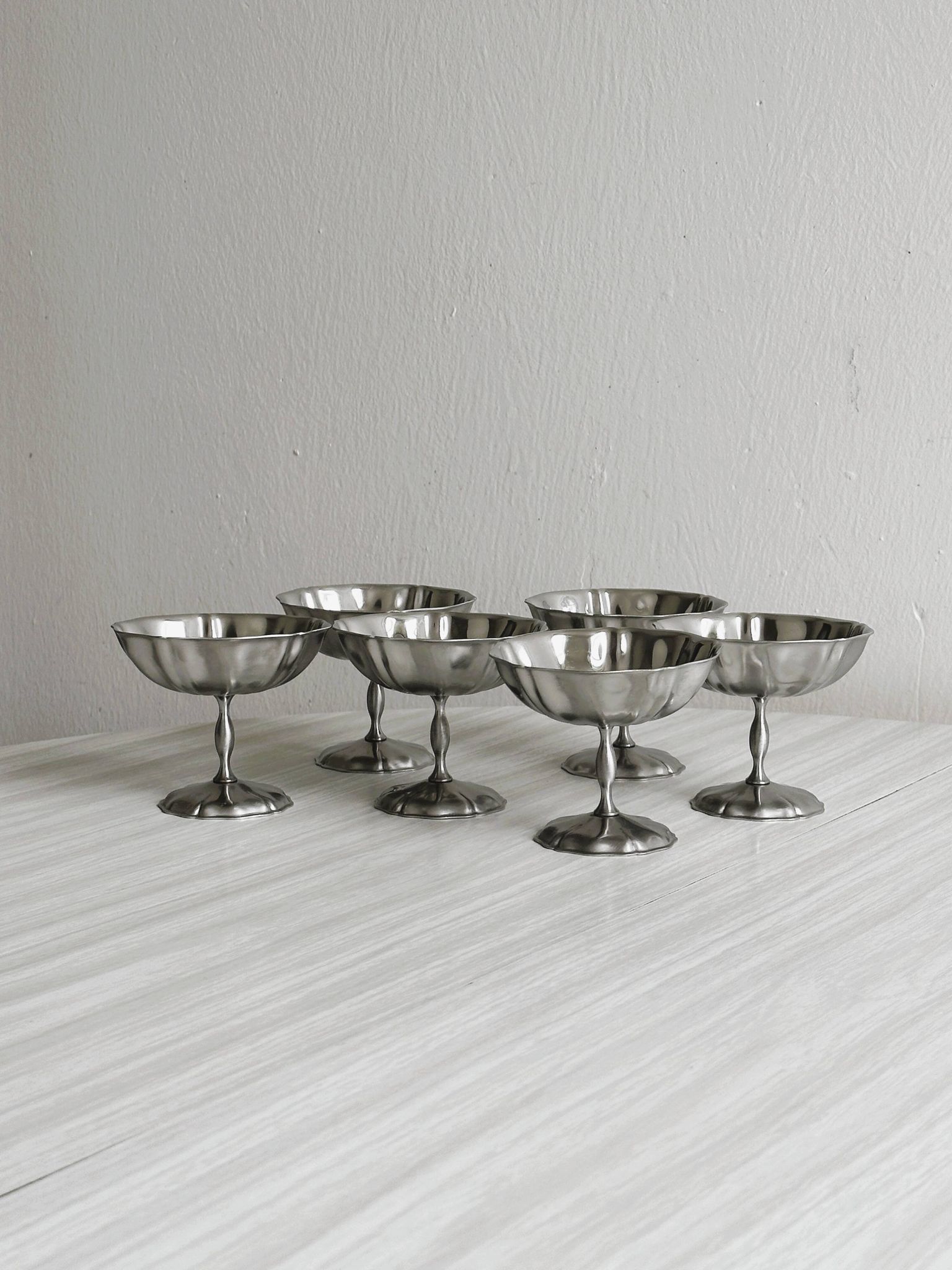 Lot de 6 coupelles vintage en inox