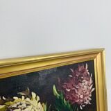 Tableau nature morte bouquet de fleurs, cadre doré