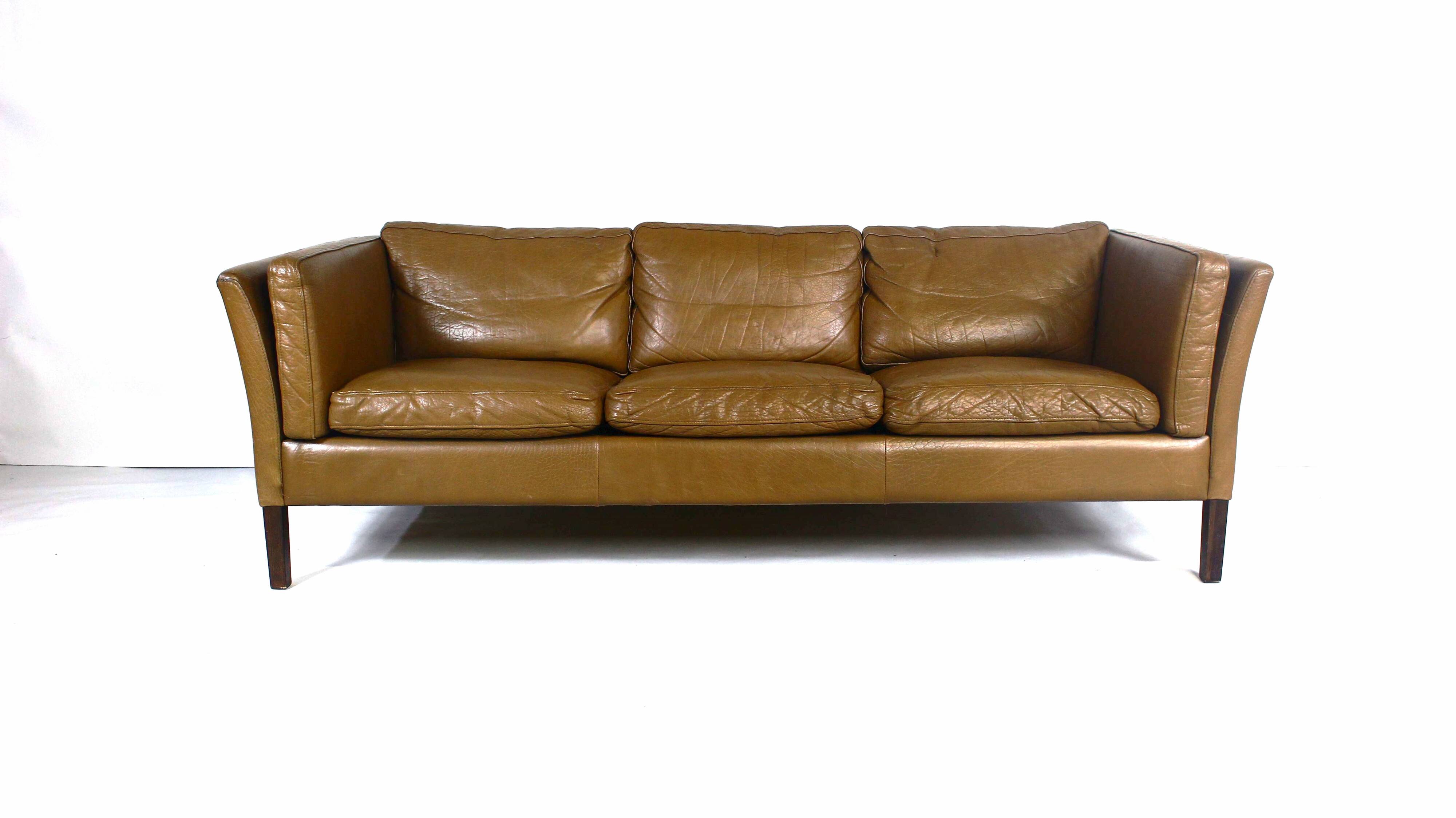 1970s brown leather sofa by Vejen Polstermøbelfabrik