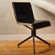 Handcrafted chair, laminated wood and leather