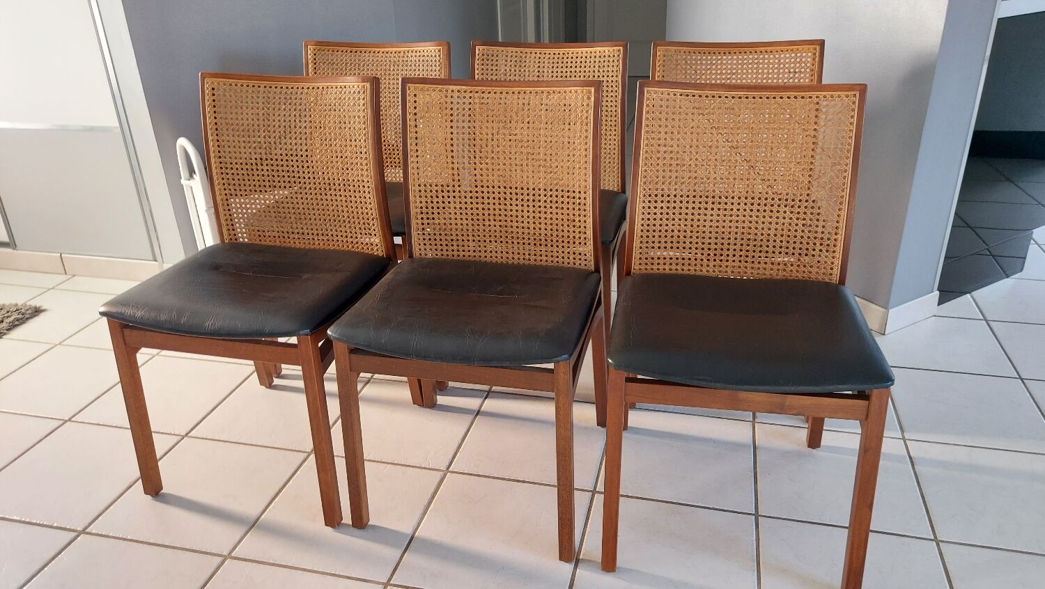 Suite of 6 vintage Scandinavian teak chairs 1970