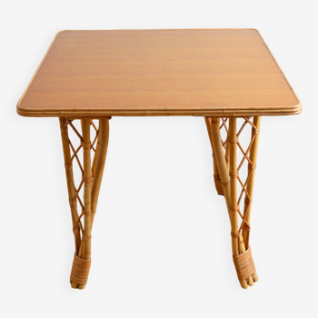 Vintage bamboo and rattan dining table 1960s