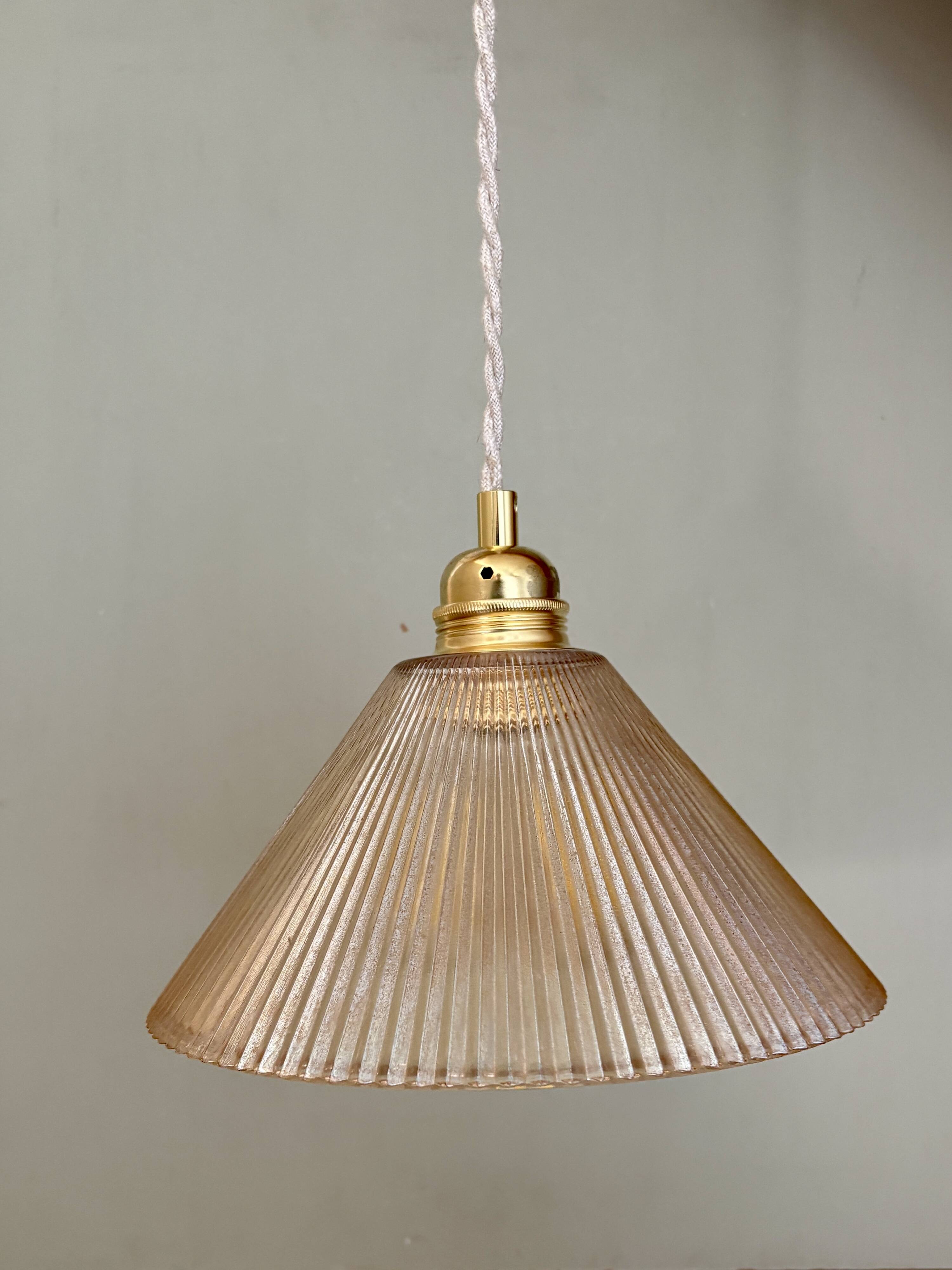 Amber glass lampshade pendant light